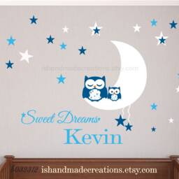 Baby Girl Owl Moon & Stars Wall Decal - thumbnail 3