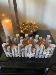 Christmas Candle Tealight Holder Xmas Birch Wood Dining Table Hold 3 Candles Ornament Decoration Home Decor Tableware - thumbnail 1