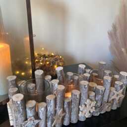 Christmas Candle Tealight Holder Xmas Birch Wood Dining Table Hold 3 Candles Ornament Decoration Home Decor Tableware - thumbnail 2