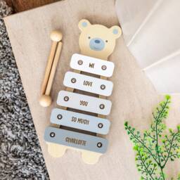 Personalised Wooden Bear Xylophone Music Gift For Children - Lc964