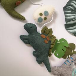 Felt Dinosaur Garland, Room Decor, Themed Bedroom, Blue & Green Bunting, Dino Wall Decorations - thumbnail 2