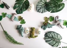Felt Dinosaur Garland, Room Decor, Themed Bedroom, Blue & Green Bunting, Dino Wall Decorations - thumbnail 1