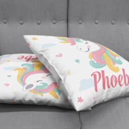 Personalized Unicorn Velvet Cushion Cover Pastel Nursery Decor - thumbnail 3