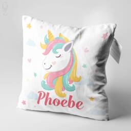 Personalized Unicorn Velvet Cushion Cover Pastel Nursery Decor - thumbnail 2