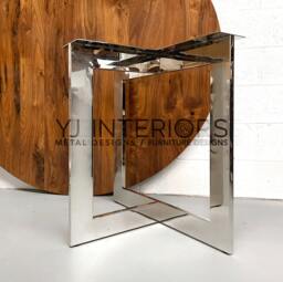 Mirror Chrome Table Legs Stainless Steel Dining Or Desk Legs - Set Of 2