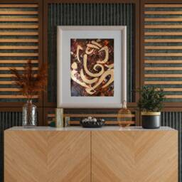 Original Ganesha Painting Modern Maroon & Rose Gold Indian Wall Art