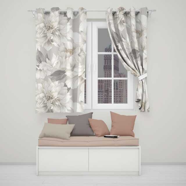 Silver Grey Floral Eyelet Blackout Curtains Elegant Flower Window Drapes Botanical Curtain Panels Thermal Room Darkening - image 1