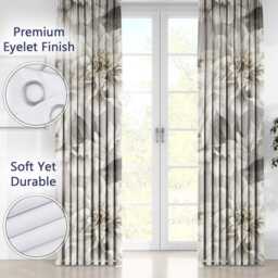 Silver Grey Floral Eyelet Blackout Curtains Elegant Flower Window Drapes Botanical Curtain Panels Thermal Room Darkening - thumbnail 4