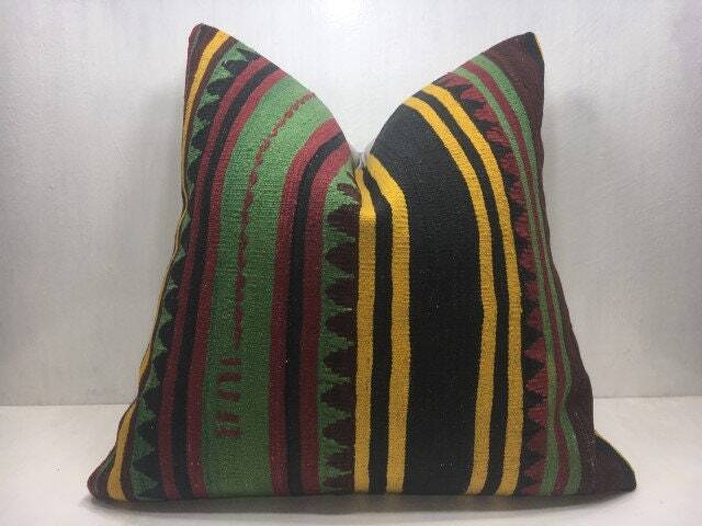 Vintage Kilim Pillow Cover - 24x24, Turkish Handwoven Cushion - image 1