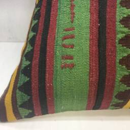 Vintage Kilim Pillow Cover - 24x24, Turkish Handwoven Cushion - thumbnail 3