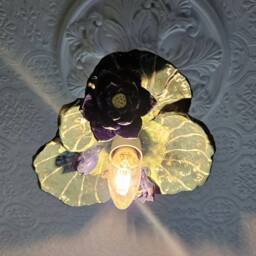 Magic Blue Lotus Ceiling Lighting Handmade Ceramic Light. Pottery Gifts. Unique Waterlily Statement Home D??cor. Flower - thumbnail 4