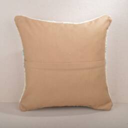 Handmade Kilim Pillow Cover, Hemp & Wool, White Cushion - 18x18''/45x45 cm - thumbnail 4