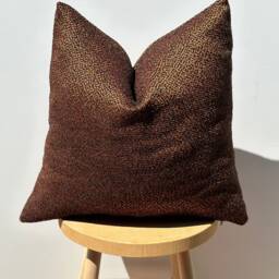 Copper Chenille Pillow Cover, Textured Black & Brown Throw - thumbnail 2