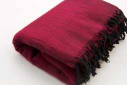 Deep Red Yak Wool Blanket Handwoven Travel Shawl Wrap