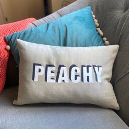 Personalised Modo Word Linen Cushion/ Made in Yorkshire /Typographic Scatter Cushion - thumbnail 4
