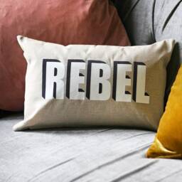Personalised Modo Word Linen Cushion/ Made in Yorkshire /Typographic Scatter Cushion - thumbnail 2