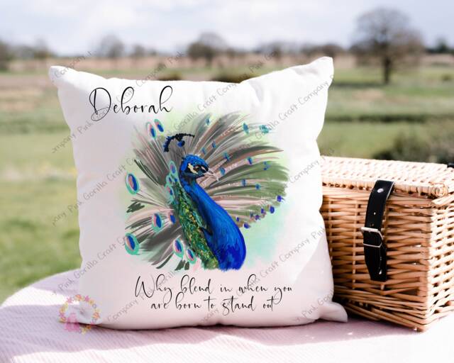 Peacock Cushion, Pillow, Girl Peacock, Gift, Inspirational Lover, Gift For Mum, Her, Birthday Her - image 1
