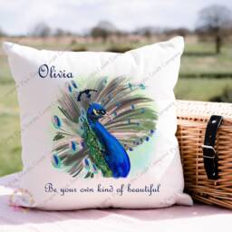 Peacock Cushion, Pillow, Girl Peacock, Gift, Inspirational Lover, Gift For Mum, Her, Birthday Her - thumbnail 3