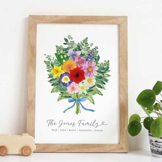 Family Bouquet Birth Flower Art - Framed Or Unframed - image 1