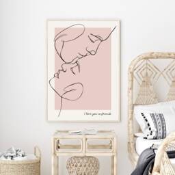 Blush Pink Wall Art Couples Print Home Decor Accessories Bedroom Prints Minimalist Quotes Line - thumbnail 2