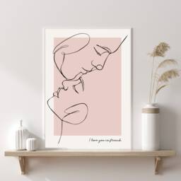Blush Pink Wall Art Couples Print Home Decor Accessories Bedroom Prints Minimalist Quotes Line - thumbnail 1