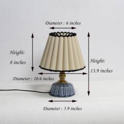 Handmade Khaki Fabric Table Lamp Ceramic Base, Black Trim-9# - thumbnail 2