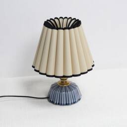 Handmade Khaki Fabric Table Lamp Ceramic Base, Black Trim-9# - thumbnail 3