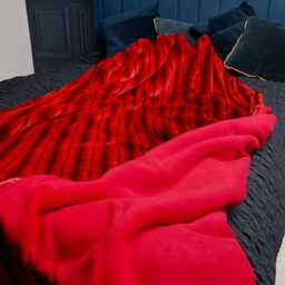 Handmade Crimson Faux Fur Throw Two-Tone Red Polar Fleece - thumbnail 3