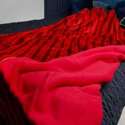 Handmade Crimson Faux Fur Throw Two-Tone Red Polar Fleece - thumbnail 4