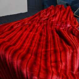 Handmade Crimson Faux Fur Throw Two-Tone Red Polar Fleece - thumbnail 2