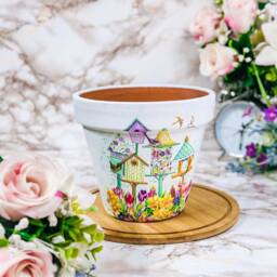 Bird Decoupaged Terracotta Plant Pot, Garden Planter - thumbnail 2