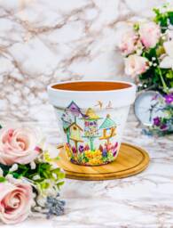 Bird Decoupaged Terracotta Plant Pot, Garden Planter - thumbnail 1