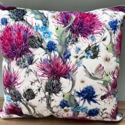 Luxury Velvet Thistle Floral Purple Designed Cushion With Inner - thumbnail 4