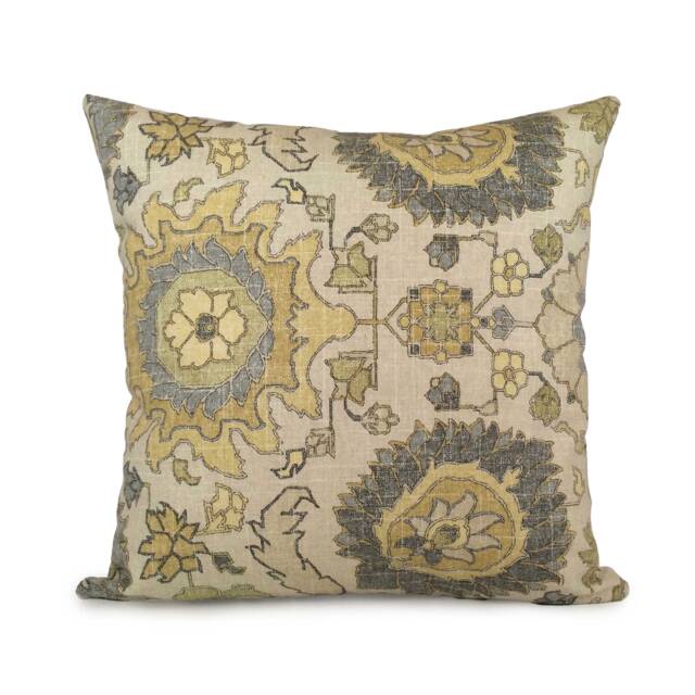 Off White/Lime Green/Yellow & Gray Pillow, Linen Pillow Cover, Decorative Throw Covers, Richloom Designer Fabric Pillow, Pillowcase - image 1