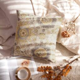 Off White/Lime Green/Yellow & Gray Pillow, Linen Pillow Cover, Decorative Throw Covers, Richloom Designer Fabric Pillow, Pillowcase - thumbnail 3
