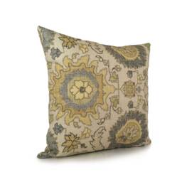 Off White/Lime Green/Yellow & Gray Pillow, Linen Pillow Cover, Decorative Throw Covers, Richloom Designer Fabric Pillow, Pillowcase - thumbnail 2