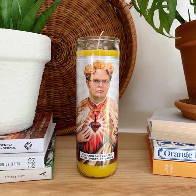 Saint Dwight Prayer Candle Rainn Wilson, Scented Soy Wax, 8 - image 1