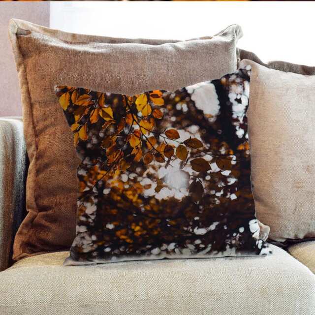 Autumn Leaves Photography - Decorative Pillow Throw Cushion Fabric , Case Cover Or With Filling