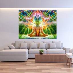 Buddha Birth Tapestry Cosmic Meditation Art, Shri Yantra Wall Hanging - thumbnail 2