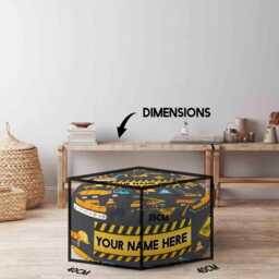 Kids Construction Personalised Pouffe Custom Name & Colour Digger Truck Design Fun Seat Boys Bedroom Playroom Decor Unique Furniture Gift - thumbnail 2