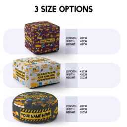 Kids Construction Personalised Pouffe Custom Name & Colour Digger Truck Design Fun Seat Boys Bedroom Playroom Decor Unique Furniture Gift - thumbnail 3