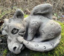 Stone Garden Large Lying Dragon Cute Statue Detailed Ornament Gift - thumbnail 1