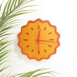 Fluted Geometric Acrylic Wall Clock - Orange & Melon - thumbnail 1