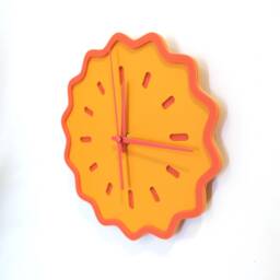 Fluted Geometric Acrylic Wall Clock - Orange & Melon - thumbnail 2