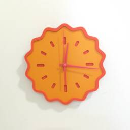 Fluted Geometric Acrylic Wall Clock - Orange & Melon - thumbnail 3