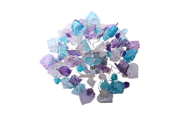Floral Flush Mount Ceiling Light, Resin Flowers & Leaves Lighting - image 1