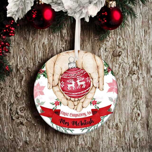 Personalised Christmas Decoration - First As Mrs Custom Bauble Gift Stocking Filler Eve Box