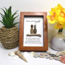 Dad & Daughter, Mum & Gift For Son Framed Pebble Art Picture For A Father, Mother, Birthday Gift, Keepsake - thumbnail 2