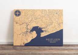 Bay St Louis, Mississippi Map - Engraved Wood Coastal Chart Wall Art Sign, Beach House Decor Nautical Print, Unique Personalized Family Gift - thumbnail 1