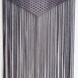 Large Handmade Minimalist Wall Hanging, Steel Gray Boho Ombre Tapestry, Macrame Art On Wooden Dowel With Cotton Cords, Chic Design & Decor - thumbnail 3